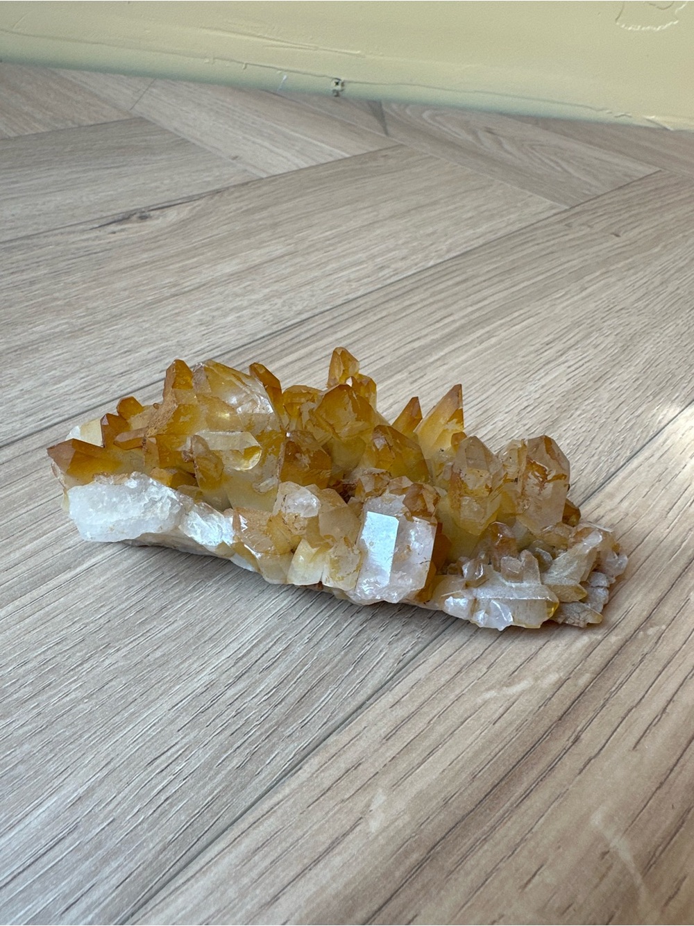 Golden Quartz Crystal Cluster — Natural Iron Oxide Coating